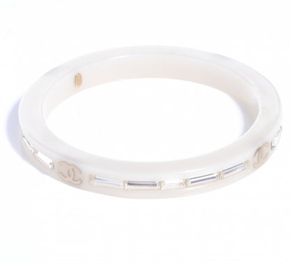 Chanel Resin Crystal Baguette CC Bangle White 3 of 4