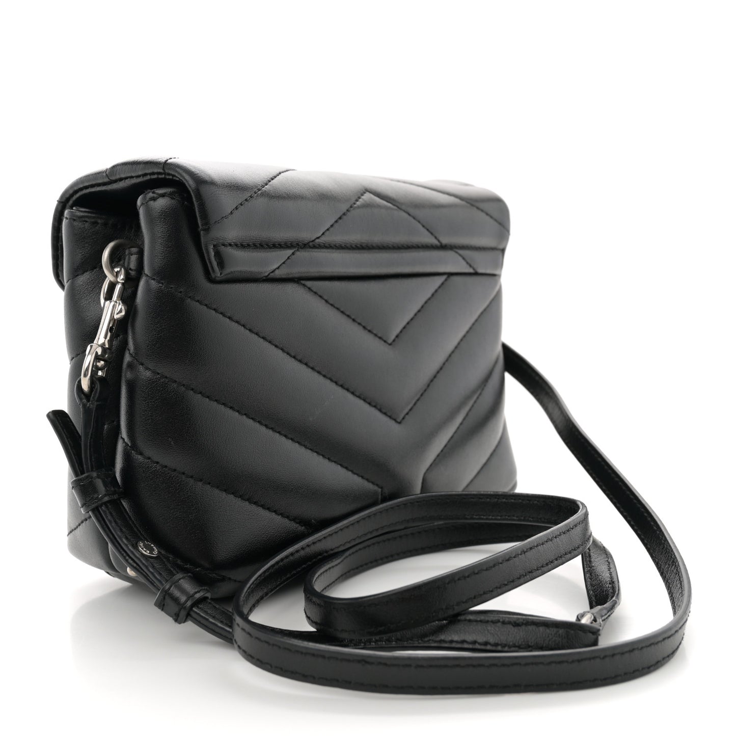 Calfskin Y Quilted Monogram Toy Loulou Crossbody Bag Black