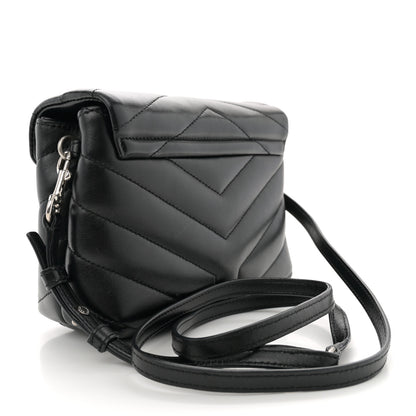 Saint Laurent Calfskin Y Quilted Monogram Toy Loulou Crossbody Bag Black 3 of 12