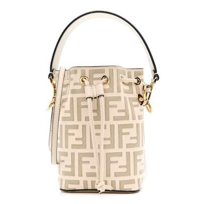 Fendi Vitello Liberty F is Fendi Bi-Color FF 1974 Embossed Mini Mon Tresor Bucket Bag Camelia Mandorlo 1 of 13