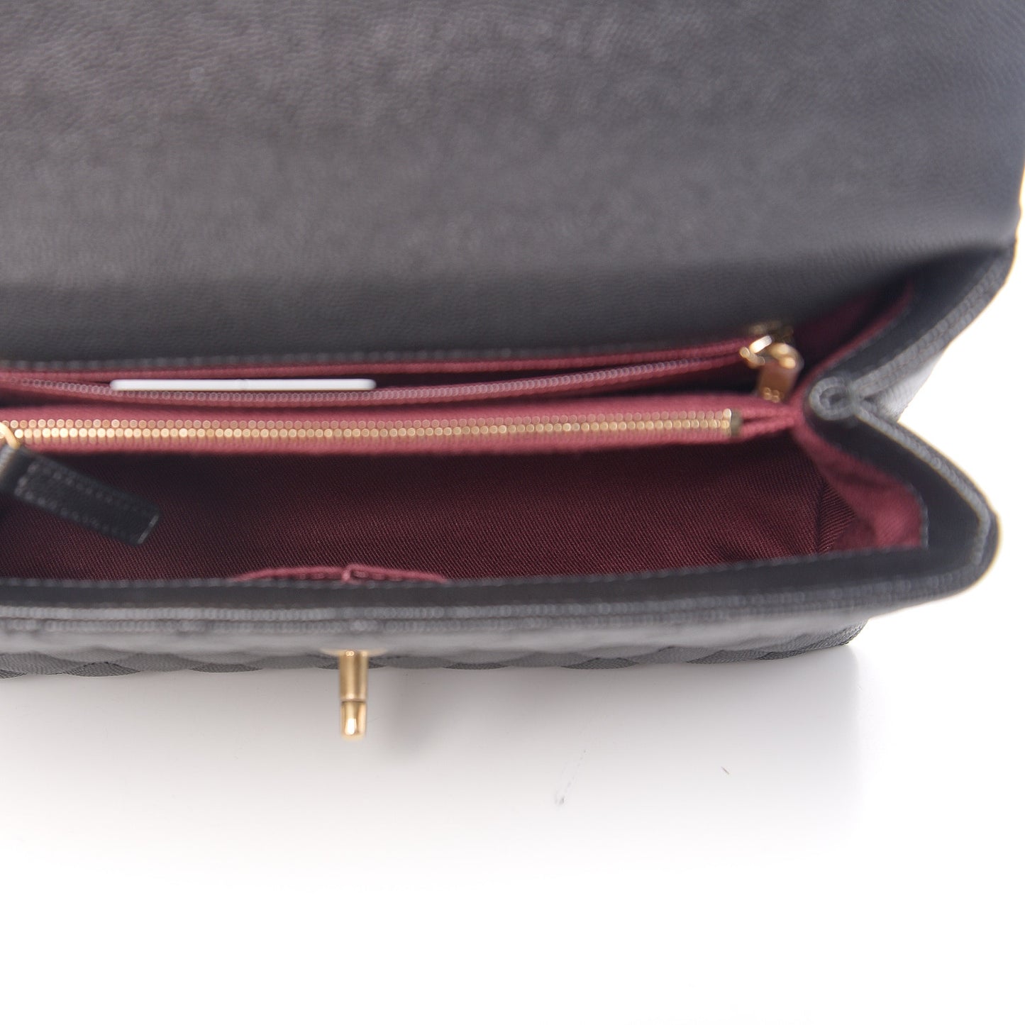Caviar Quilted Small Coco Handle Flap Black