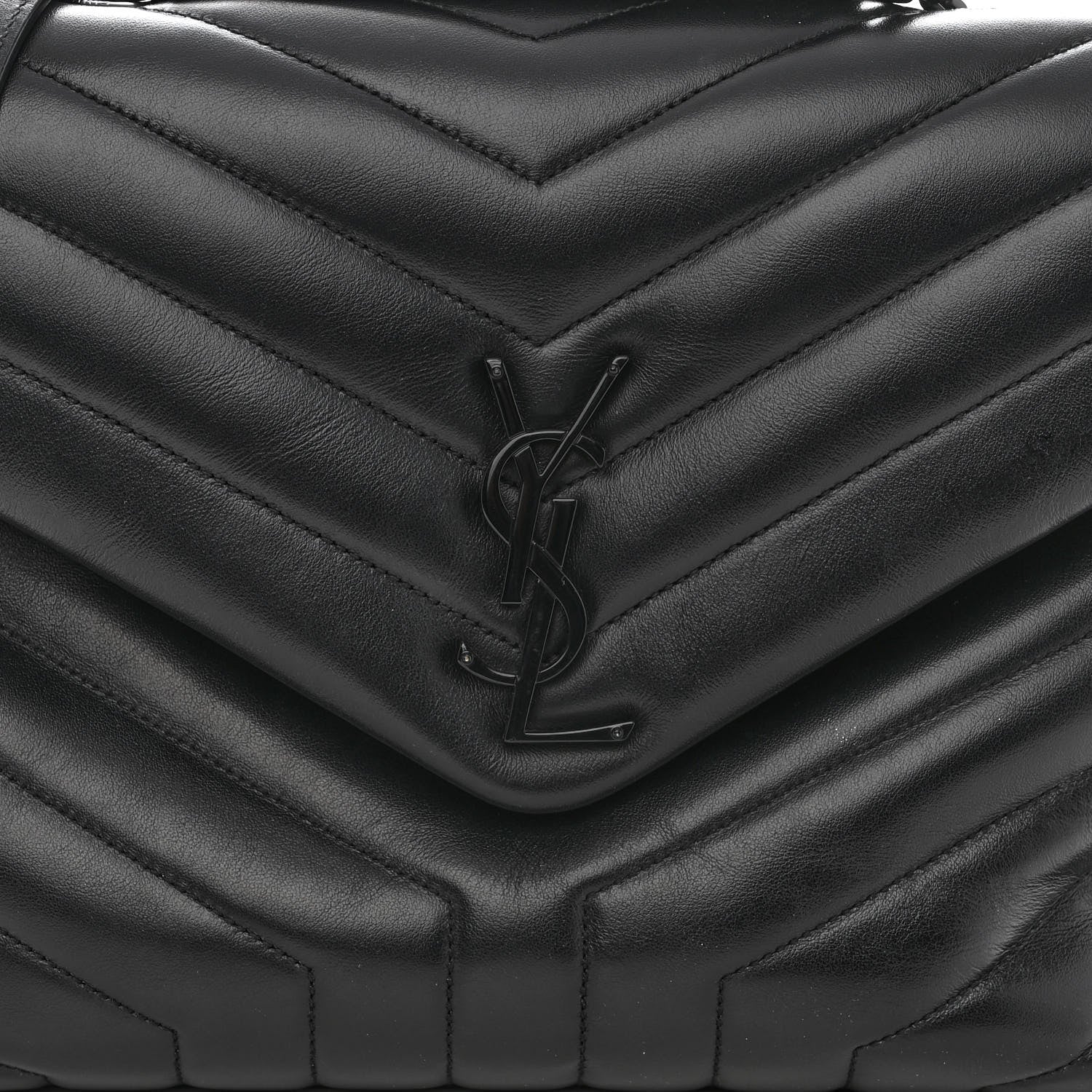 Saint Laurent Calfskin Y Quilted Monogram Monochrome Medium Loulou Chain Satchel Black 7 of 9