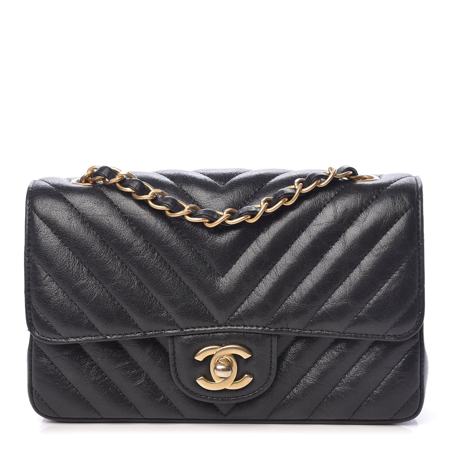 Chanel Iridescent Calfskin Chevron Quilted Mini Rectangular Flap Black 1 of 11