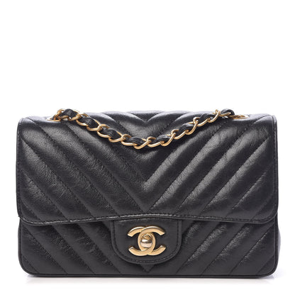 Chanel Iridescent Calfskin Chevron Quilted Mini Rectangular Flap Black 1 of 11