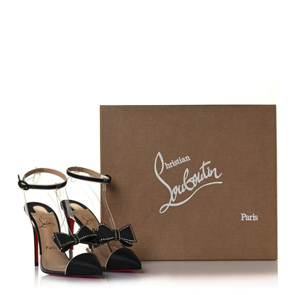 Christian Louboutin Satin Patent PVC Naked Bow 100 Pumps 37 Black 9 of 9