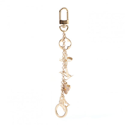 Louis Vuitton Brass Enamel Fleur De Monogram Bag Charm Chain Gold 3 of 5