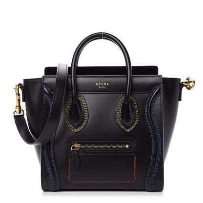 Celine Smooth Calfskin Multicolor Double Stitching Nano Luggage Black 1 of 9