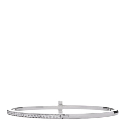 Tiffany 18K White Gold Diamond Narrow T1 Hinged Bangle Bracelet 2 of 3