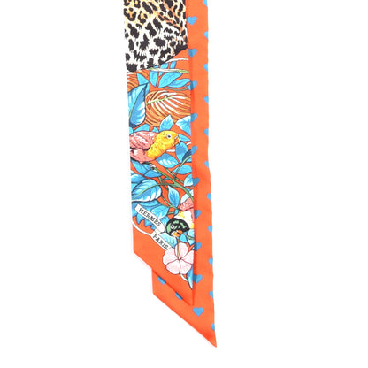 Hermes Silk Jungle Love Love Twilly Orange Bleu Brun 2 of 3