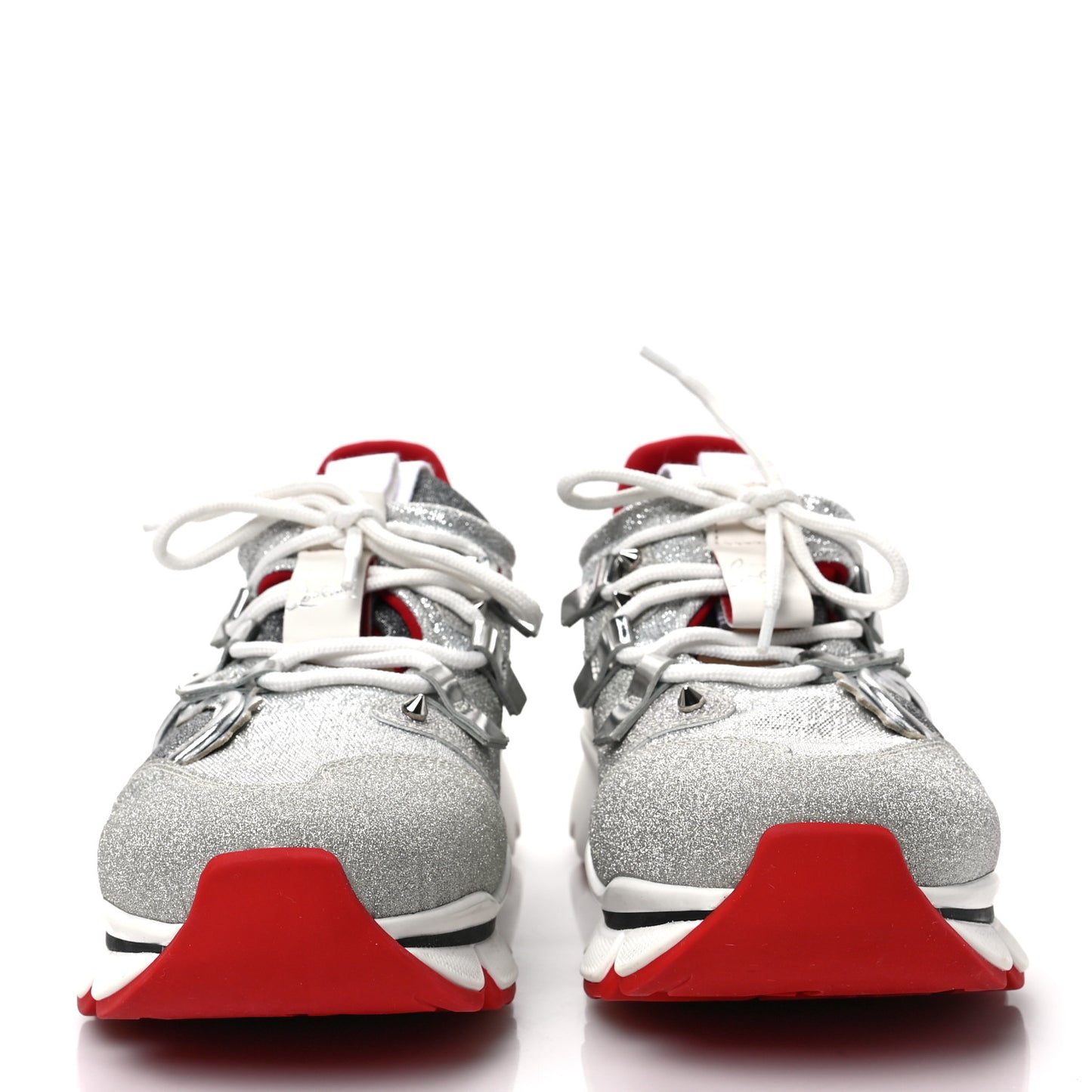 Glitter Donna Red Runner Flat Sneaker 39 Silver