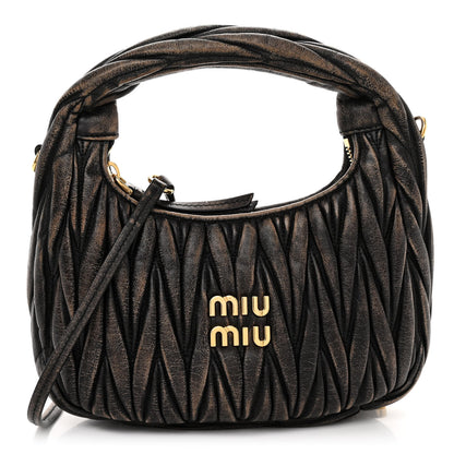 Miu Miu Nappa Matelasse Mini Wander Hobo Sabbia Caffe 1 of 9