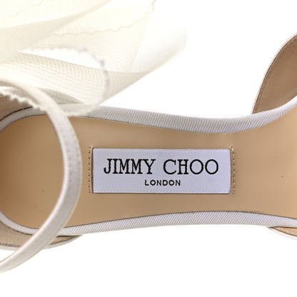 Jimmy Choo Satin Crystal Averly Bow 100 Pumps 39.5 Latte 8 of 9