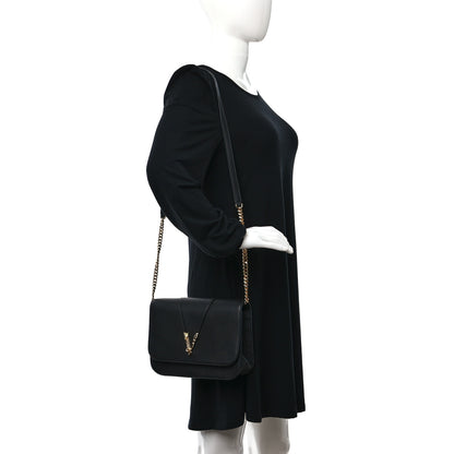 Versace Grainy Calfskin Virtus Chain Crossbody Black 2 of 8