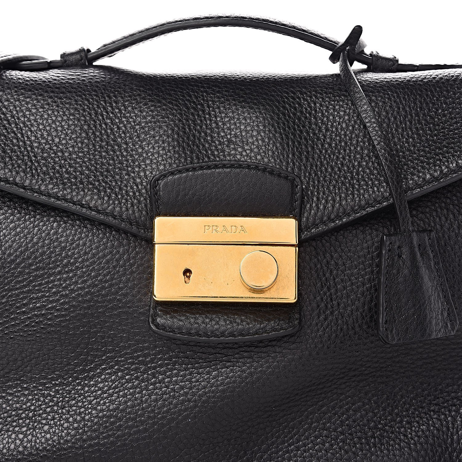 Prada Vitello Daino Sound Twin Pocket Satchel Black 7 of 9