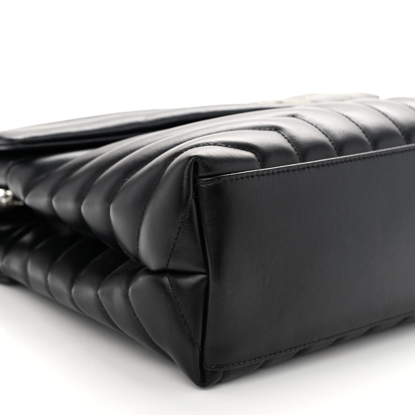 Calfskin Y Quilted Monogram Medium Loulou Chain Satchel Black