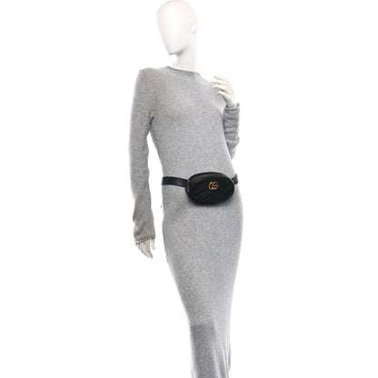 Gucci Calfskin Matelasse GG Marmont Belt Bag 65 Black 2 of 13