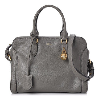Alexander McQueen Pebbled Calfskin Small Skull Padlock Zip Around Tote Dark Grey 1 of 7