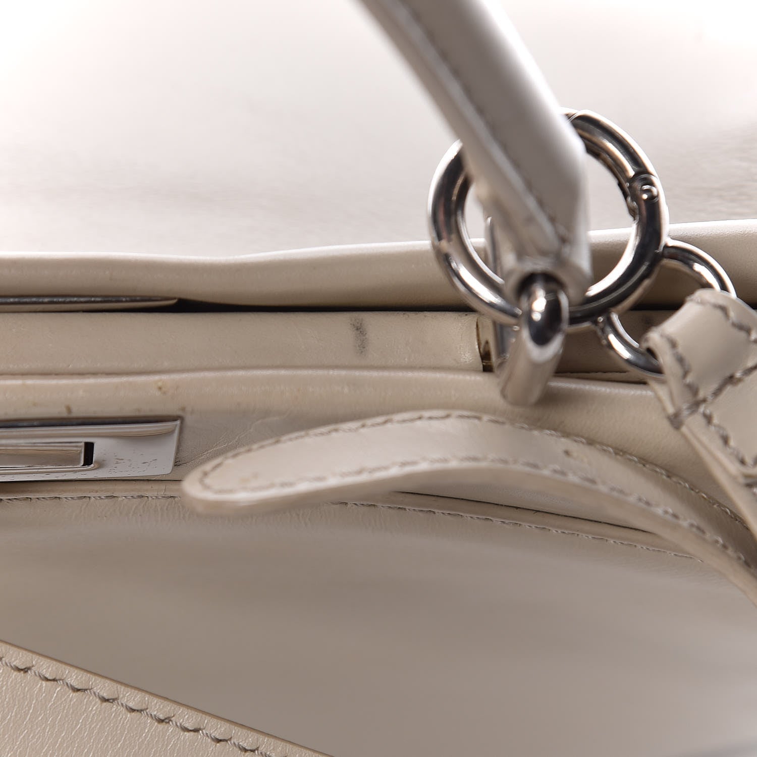 Fendi Vitello Morgan Shiny Nappa Medium Peekaboo Iconic Satchel Latte Azalea 27 of 29