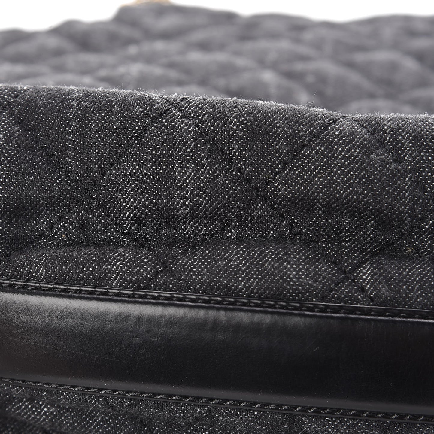 Denim Calfskin Quilted Backpack Dark Grey Black