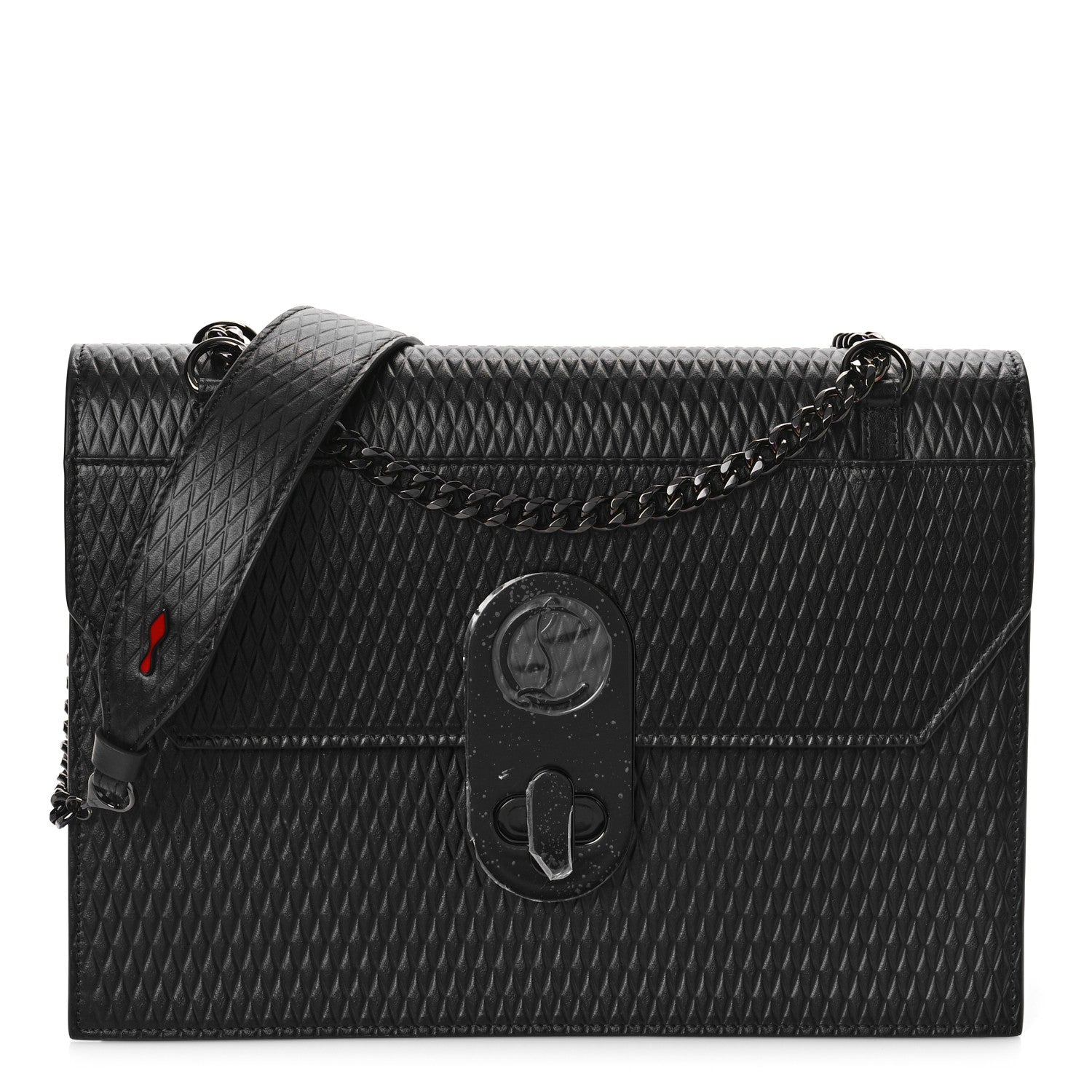 Christian Louboutin Calfskin Elisa Extra Large Resille Shoulder Bag Black 1 of 8