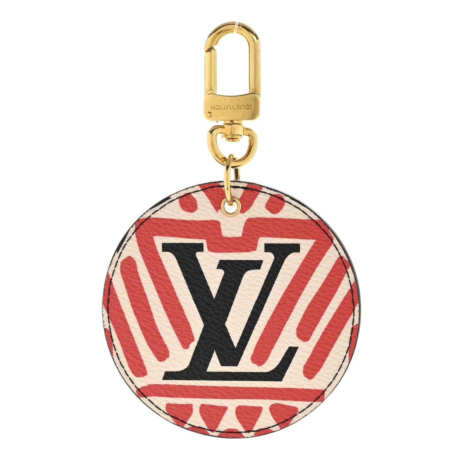 Louis Vuitton Monogram Giant Crafty Illustre Bag Charm Key Ring Creme Rouge Black 1 of 5