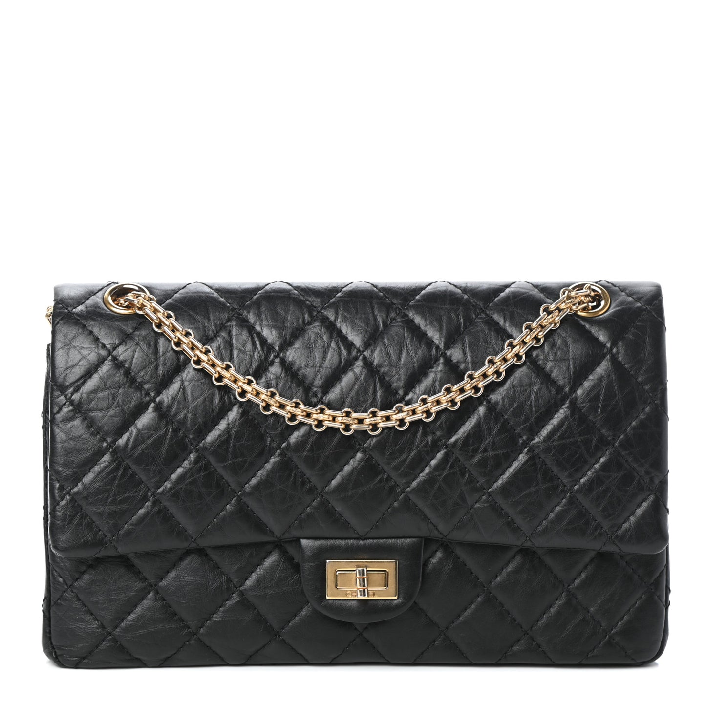 Aged Calfskin Quilted 2.55 Reissue 226 Flap Black
