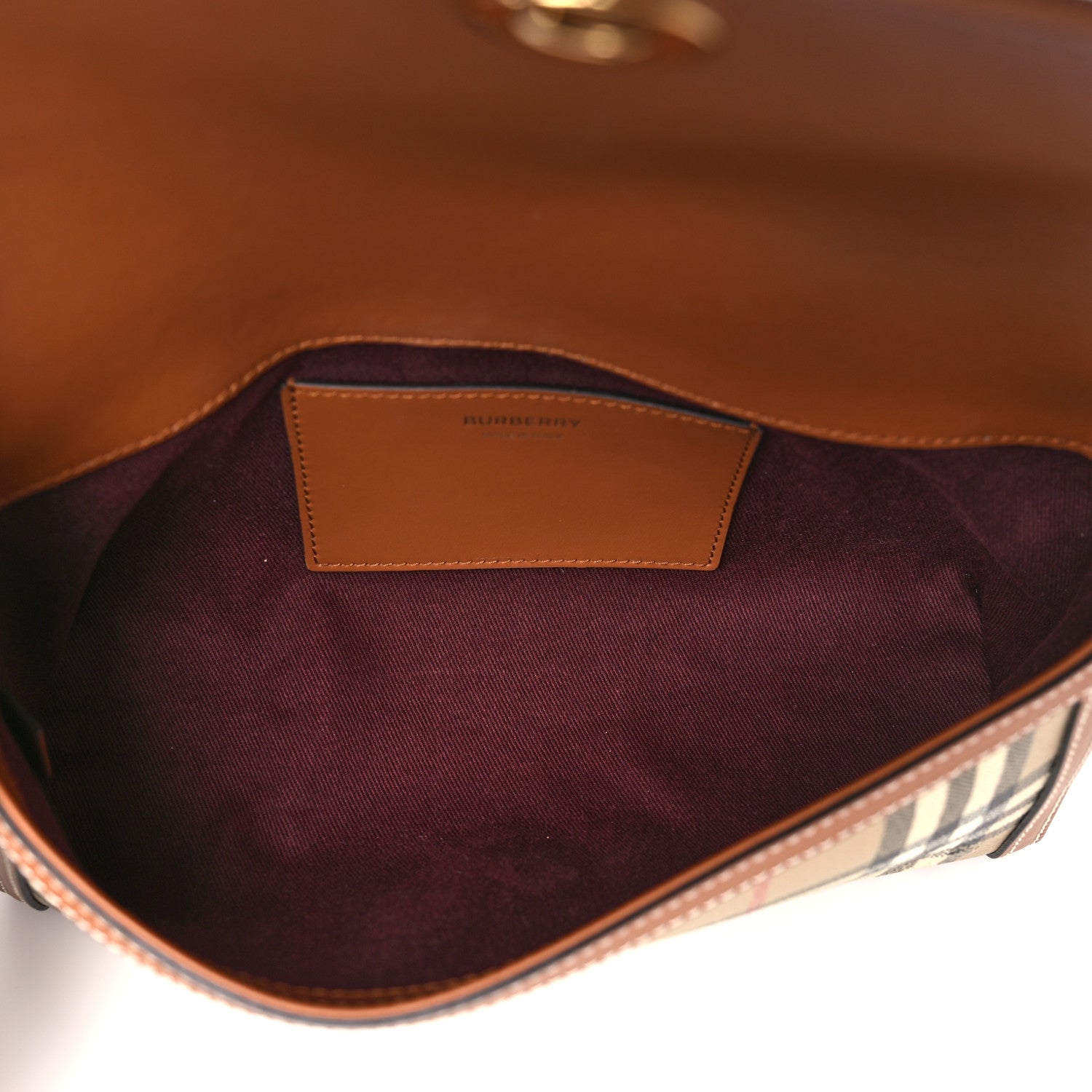 Burberry Coated Canvas Calfskin Vintage Check Small Note Crossbody Bag Briar Brown 5 of 11