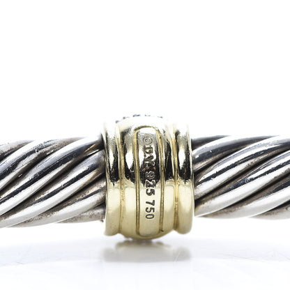 David Yurman Sterling Silver 18K Yellow Gold Diamond 7mm Cable Classics Station Bracelet 4 of 5