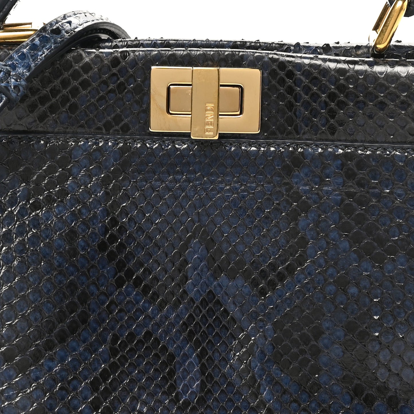 Python Shiny Nappa Mini Peekaboo Iconic Satchel Blue Jeans