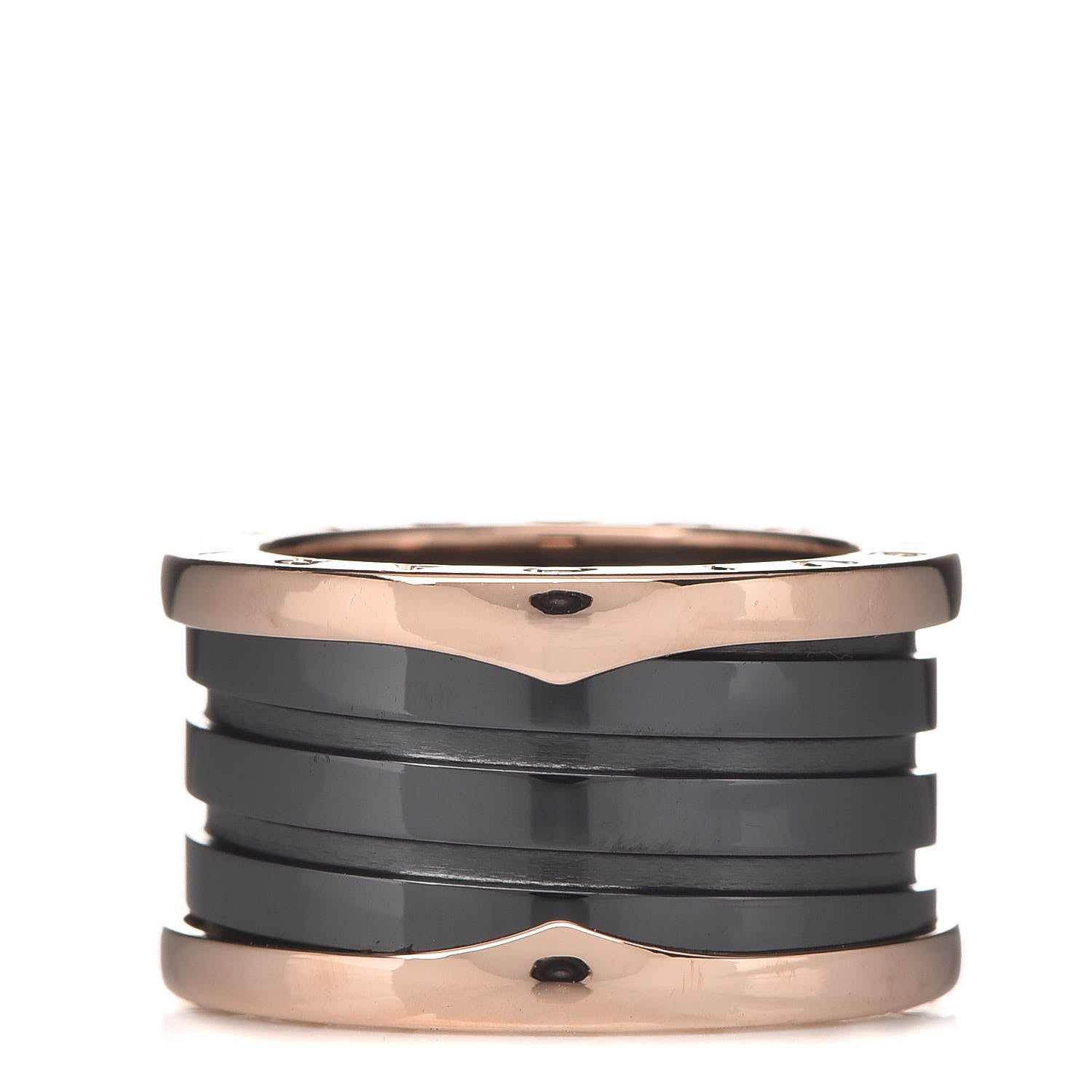 Bulgari 18K Rose Gold Black Ceramic B.Zero1 Four-Band Ring 51 5.75 1 of 7