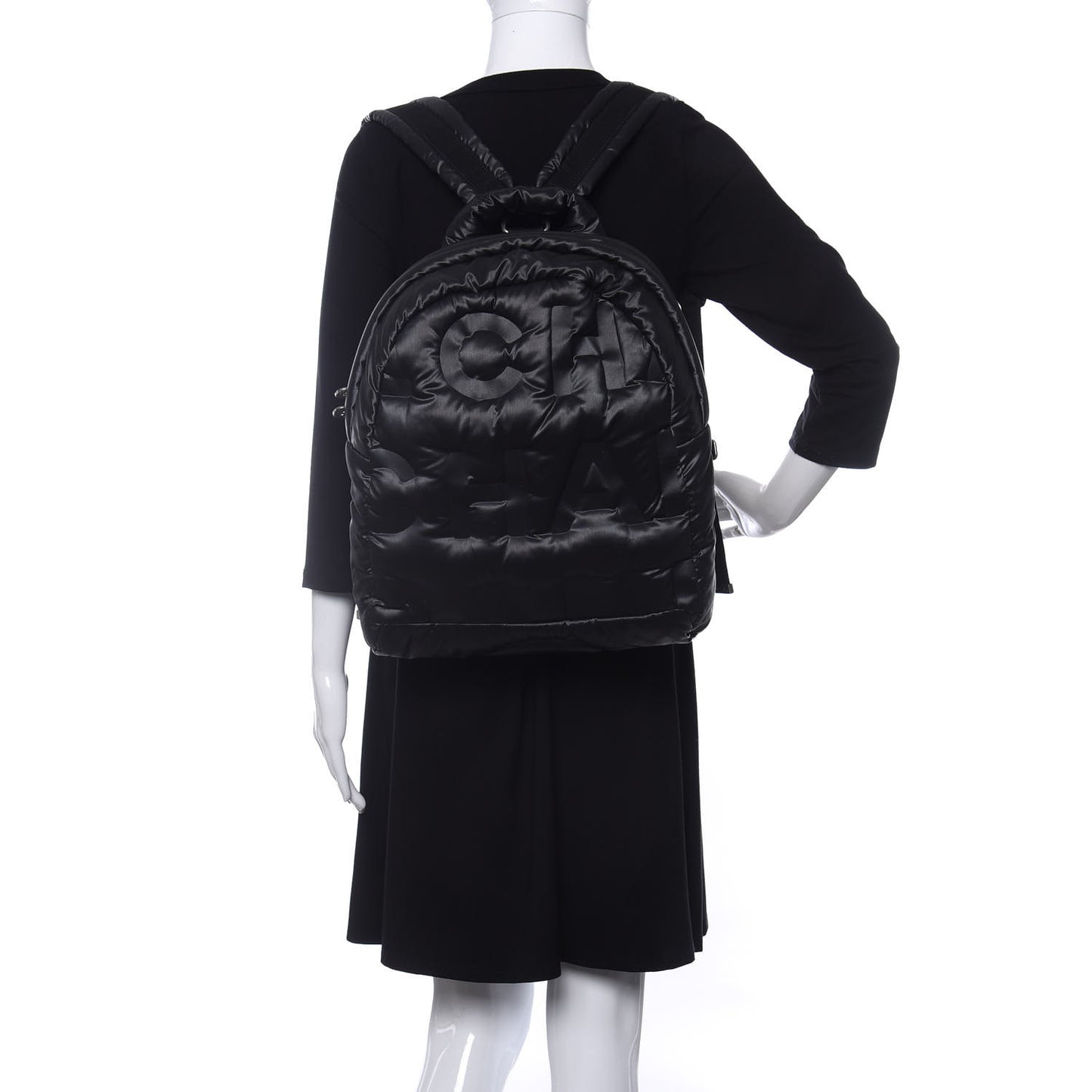 Nylon Embossed Small Doudoune Backpack Black