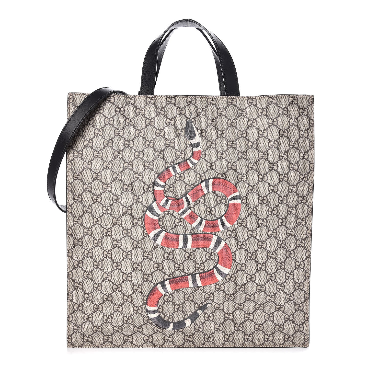 Gucci Soft GG Supreme Monogram Kingsnake Vertical Tote Black 1 of 9