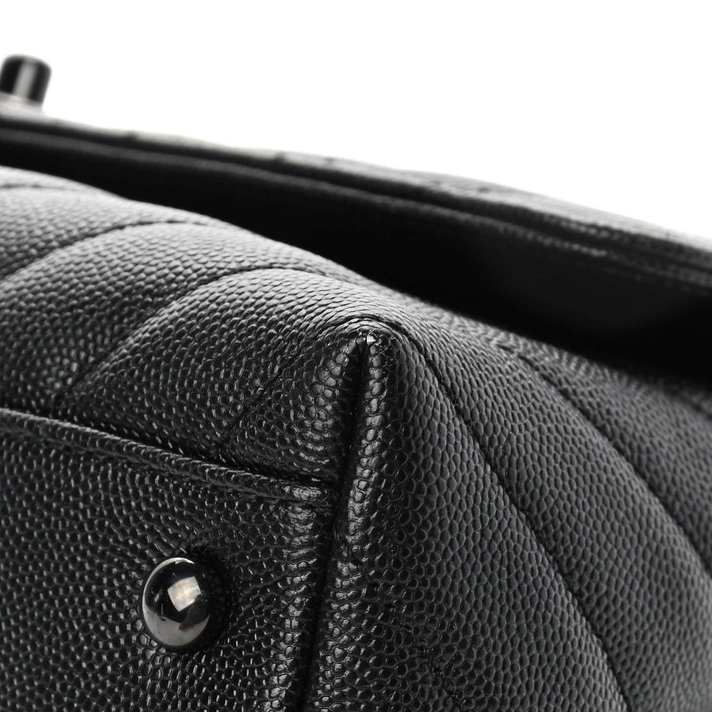 Caviar Chevron Quilted Small Coco Handle Flap So Black