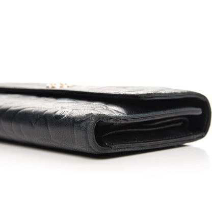 Chanel Lambskin Embossed Camellia Flap Wallet Black 9 of 15
