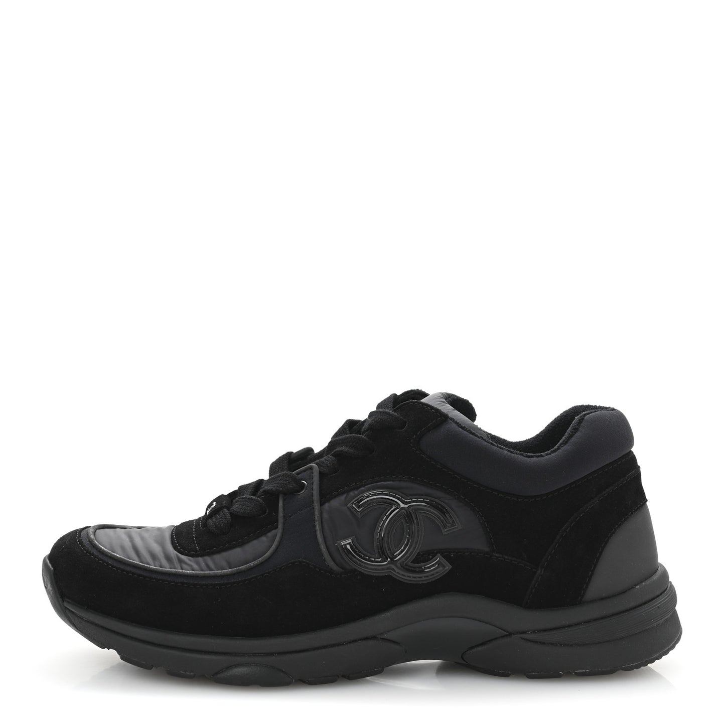 Fabric Calfskin Suede CC Sneakers 40 Black