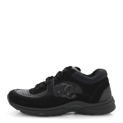 Chanel Fabric Calfskin Suede CC Sneakers 40 Black 1 of 10