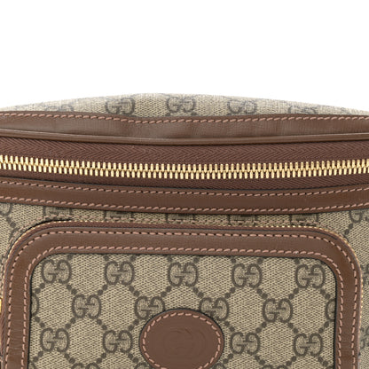 Gucci GG Supreme Monogram Textured Calfskin Retro Interlocking G Belt Bag Beige Ebony Brown Sugar 8 of 12