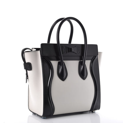 Celine Sleek Calfskin Micro Bi-Color Luggage Black White 3 of 8