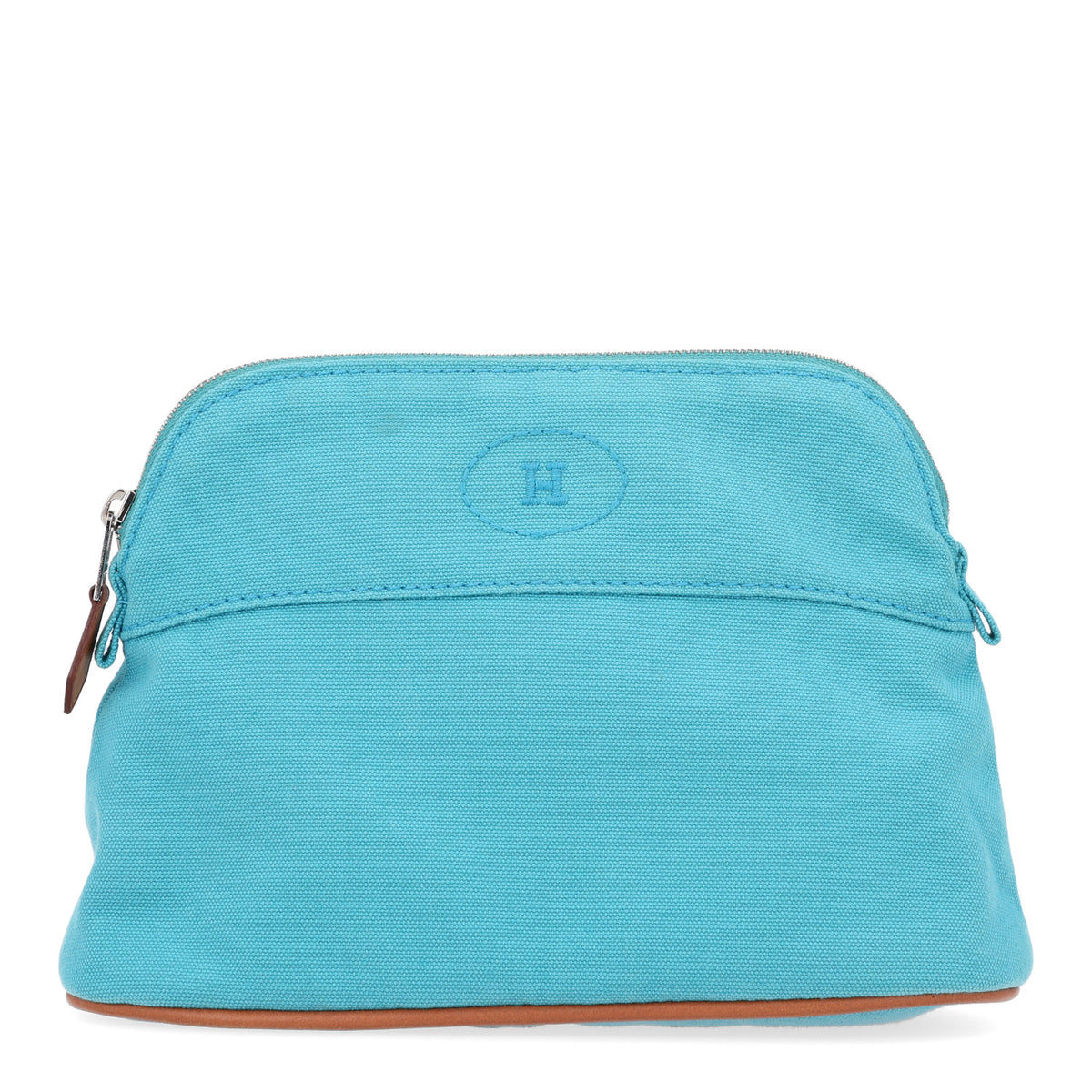 Hermes Cotton Canvas Mini Bolide Travel Cosmetic Pouch Bleu Horizon 1 of 10