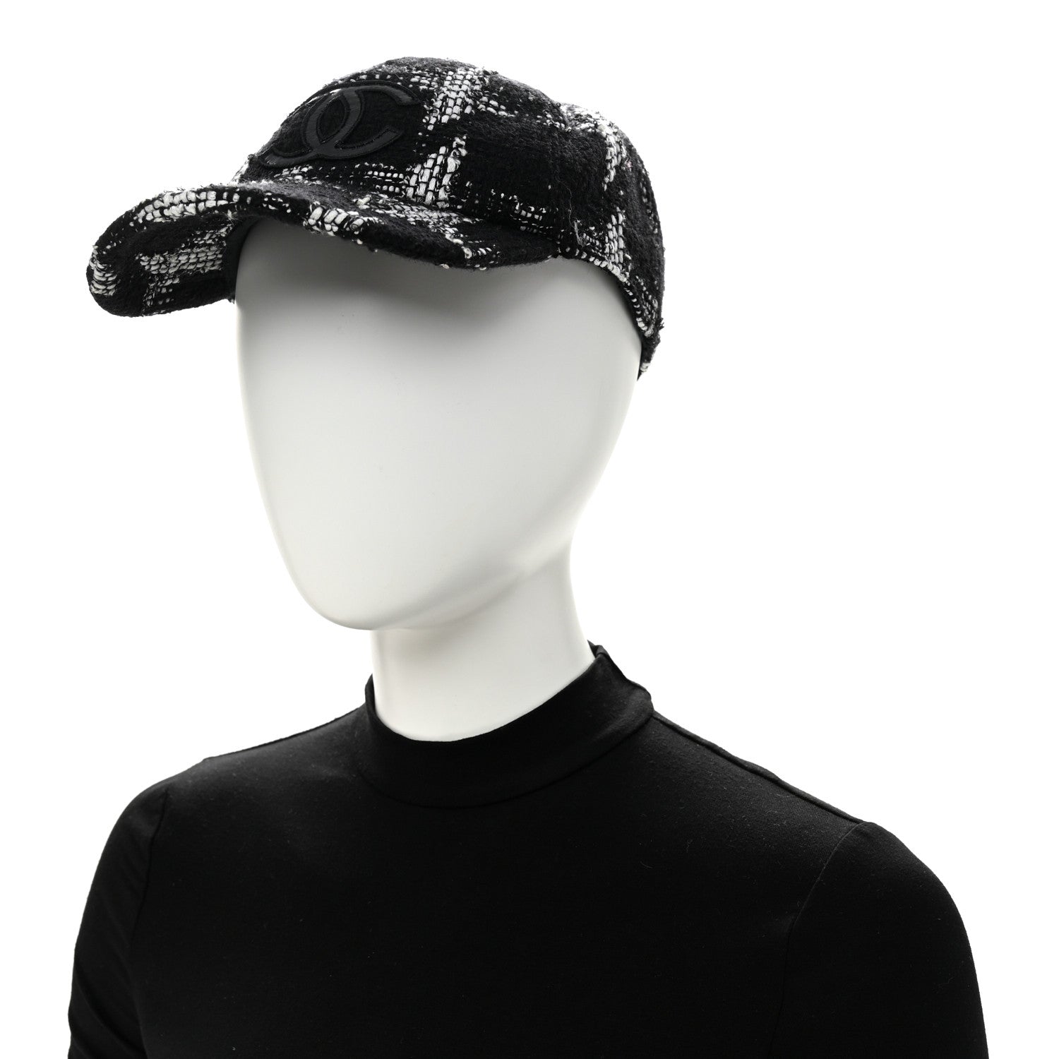Chanel Tweed Cap Hat L  Black White 2 of 8