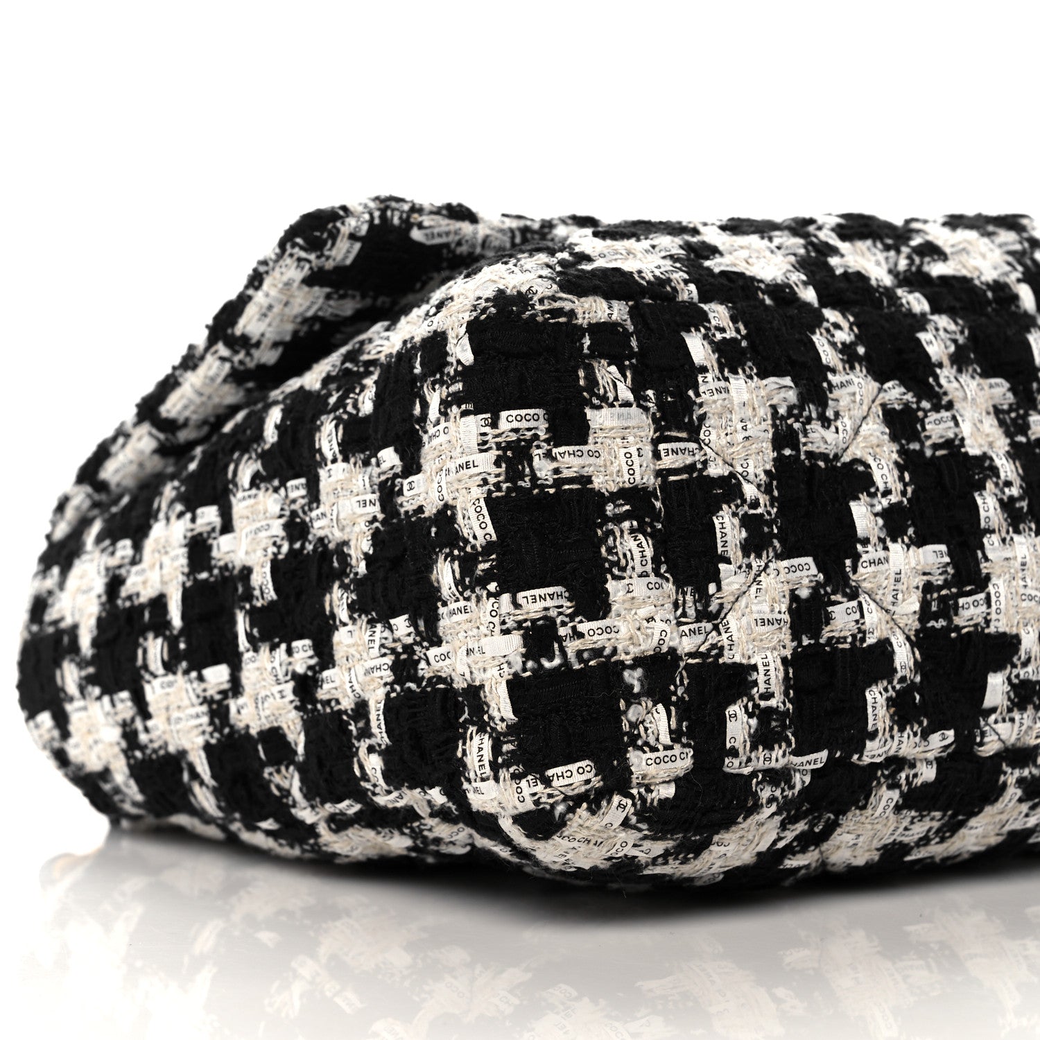 Chanel Tweed Quilted Maxi Chanel 19 Flap Black Ecru White 9 of 11