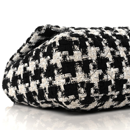 Chanel Tweed Quilted Maxi Chanel 19 Flap Black Ecru White 9 of 11