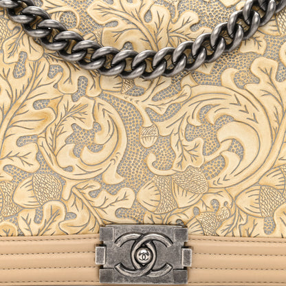 Chanel Calfskin Embossed New Medium Cordoba Boy Flap Ecru 7 of 9