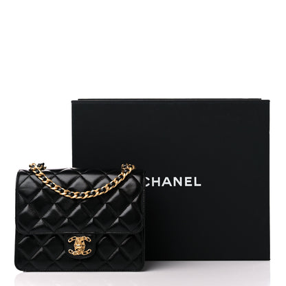 Chanel Shiny Lambskin Quilted Mini Flap Black 10 of 10