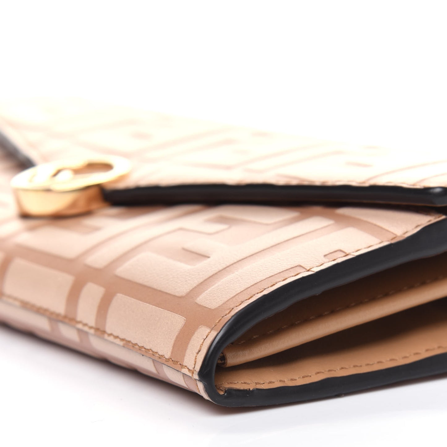 Vitello Termolagoon F is Fendi FF 1974 Embossed Continental Envelope Wallet On Chain Miele Scuro