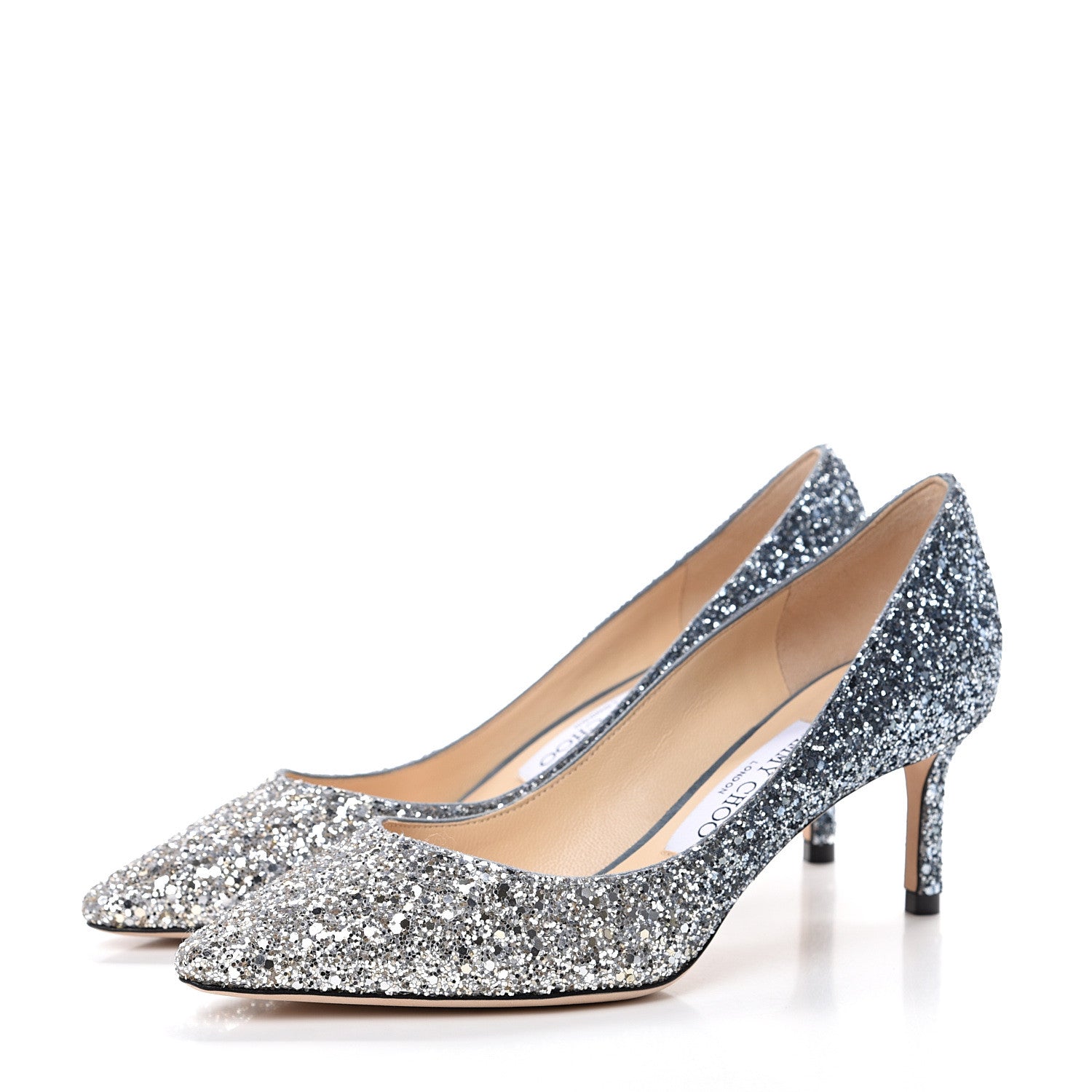 Jimmy Choo Glitter Pointy Toe Romy 60 Pumps 36 Silver Dusk Blue 3 of 9