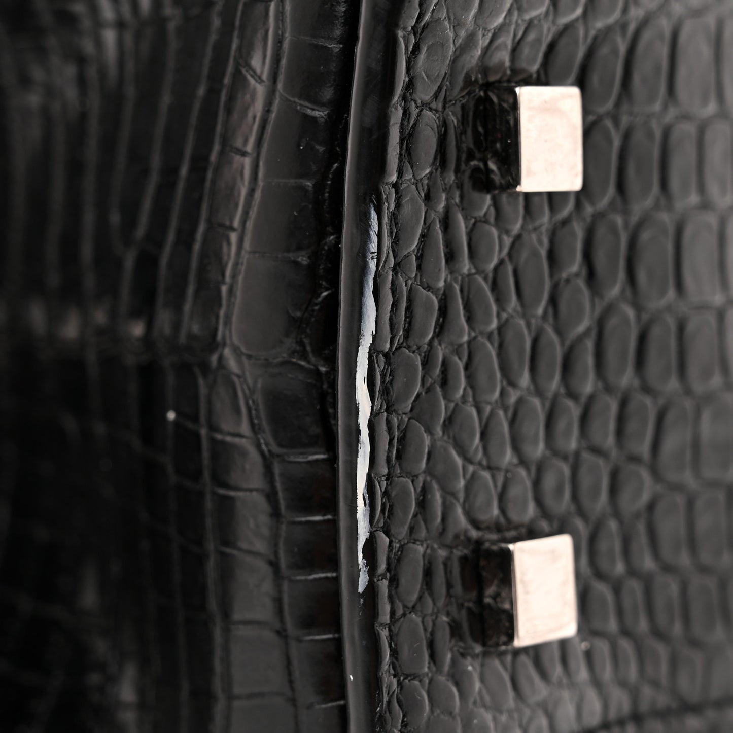 Calfskin Crocodile Embossed Small Uptown Tote Black