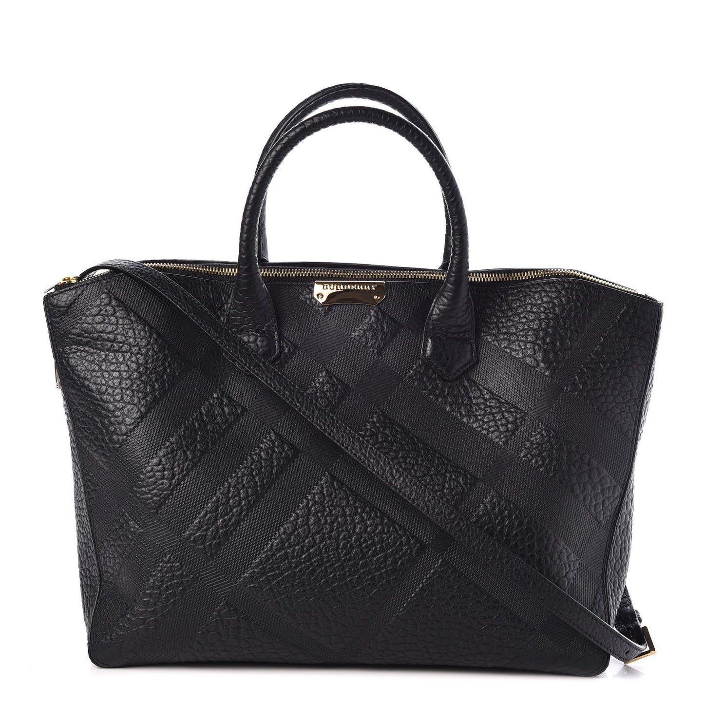 Heritage Grain Check Embossed Medium Dewsbury Tote Black