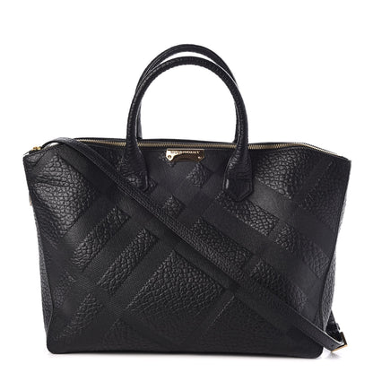 Burberry Heritage Grain Check Embossed Medium Dewsbury Tote Black 1 of 8