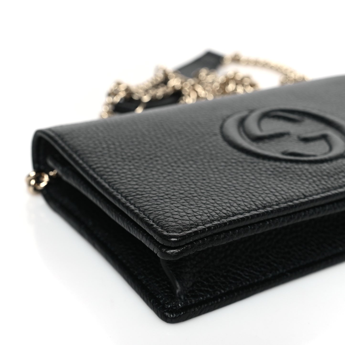 Pebbled Calfskin Soho Wallet On Chain Black